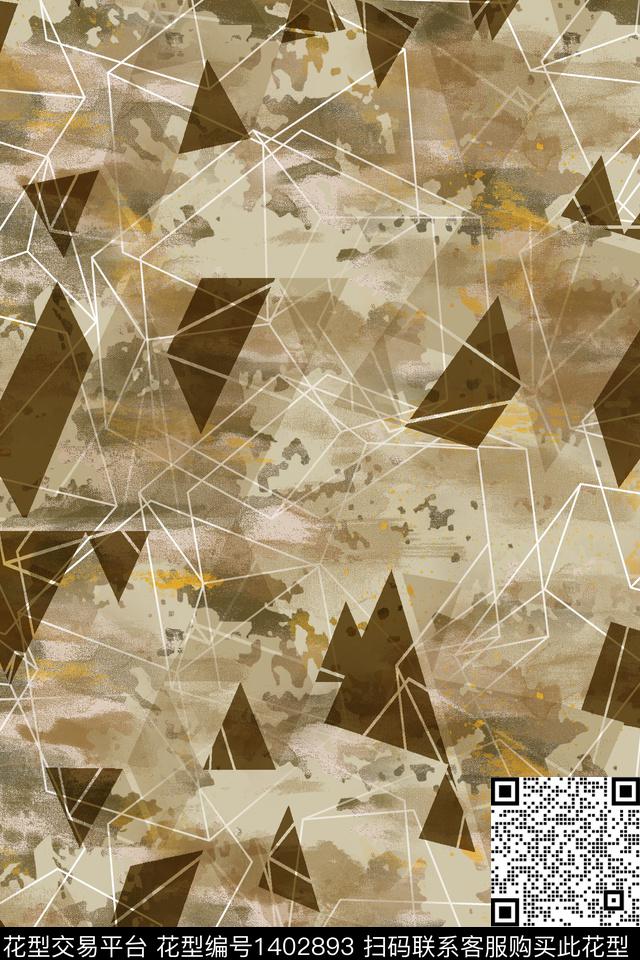 几何肌理抽象花卉数码印花华亿平台下载（图片编号: 1402893） - 瓦栏（Walan）