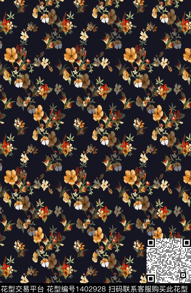 复古花卉小碎花数码印花华亿平台下载（图片编号: 1402928） - 瓦栏（Walan）
