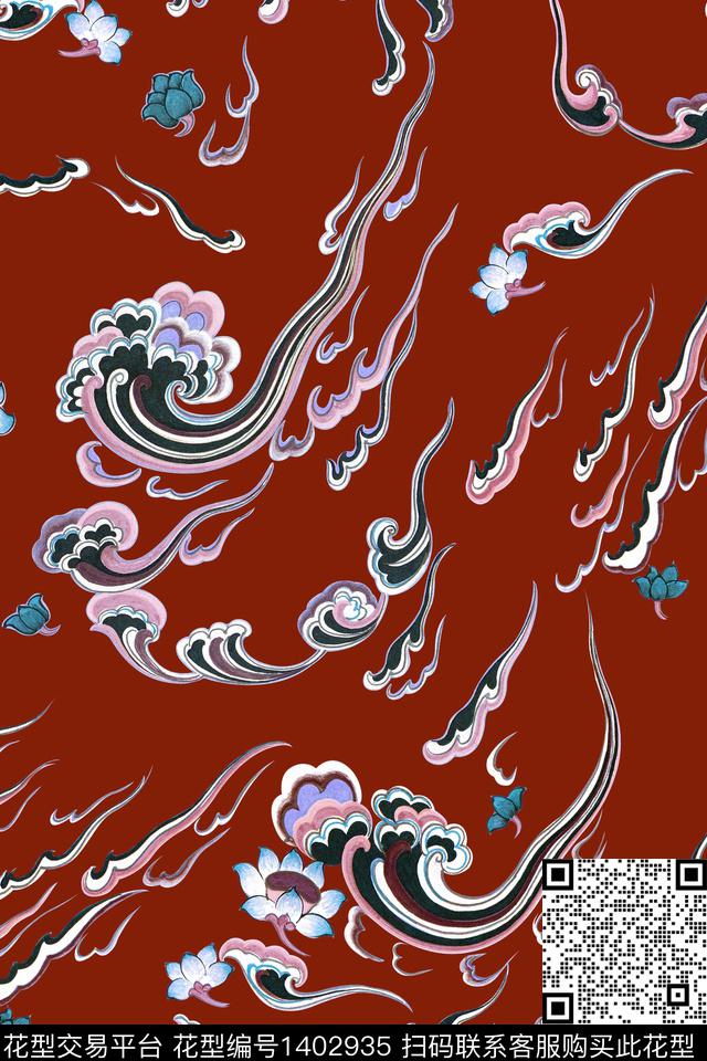 香云纱大牌风中国风数码印花华亿平台下载（图片编号: 1402935） - 瓦栏（Walan）