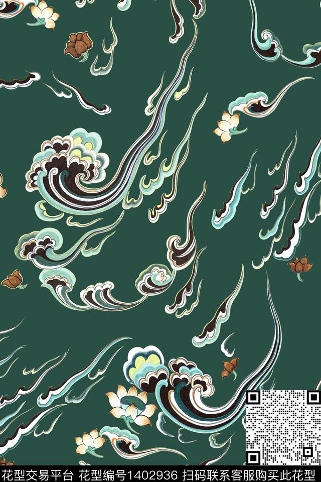 中国风小碎花大牌风数码印花华亿平台下载（图片编号: 1402936） - 瓦栏（Walan）
