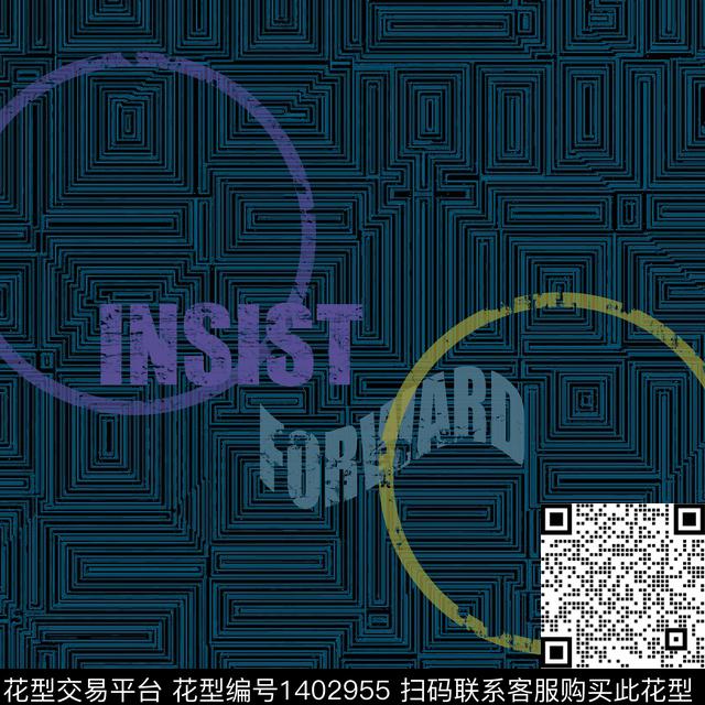 格子文字抽象数码印花华亿平台下载（图片编号: 1402955） - 瓦栏（Walan）