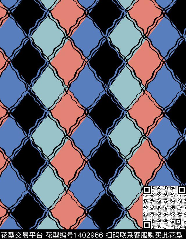 几何简约时尚数码印花华亿平台下载（图片编号: 1402966） - 瓦栏（Walan）