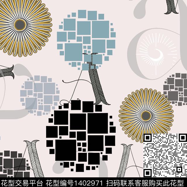 几何字母大牌风传统印花华亿平台下载（图片编号: 1402971） - 瓦栏（Walan）