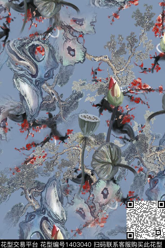 连衣裙中国风古风传统印花华亿平台下载（图片编号: 1403040） - 瓦栏（Walan）