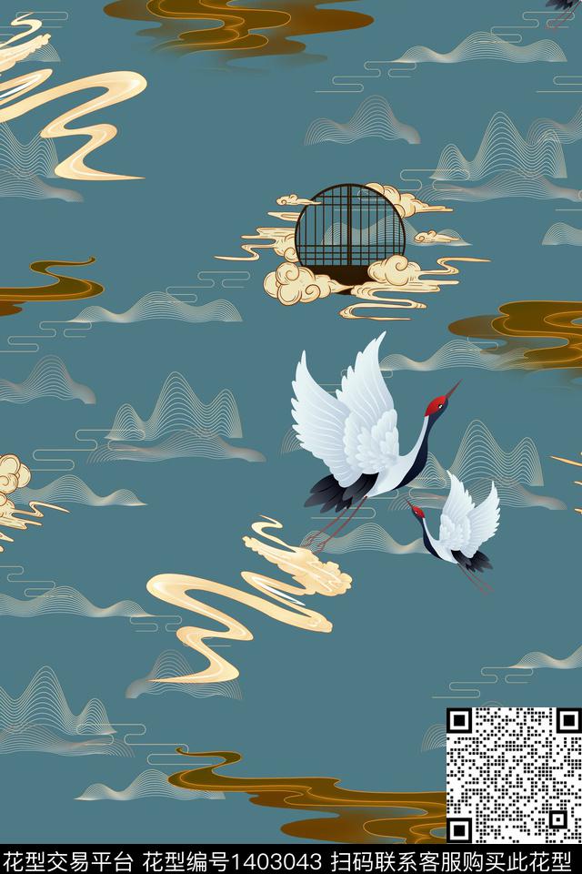 连衣裙中国风古风传统印花华亿平台下载（图片编号: 1403043） - 瓦栏（Walan）