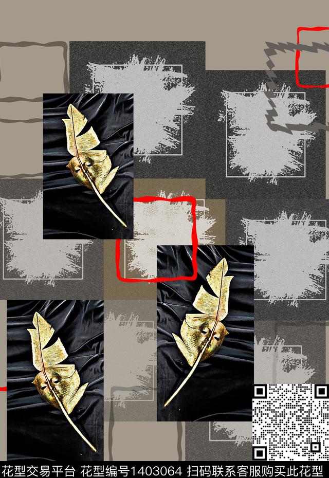 几何花卉大牌风传统印花华亿平台下载（图片编号: 1403064） - 瓦栏（Walan）