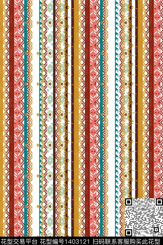 几何抽象花卉民族风数码印花华亿平台下载（图片编号: 1403121） - 瓦栏（Walan）