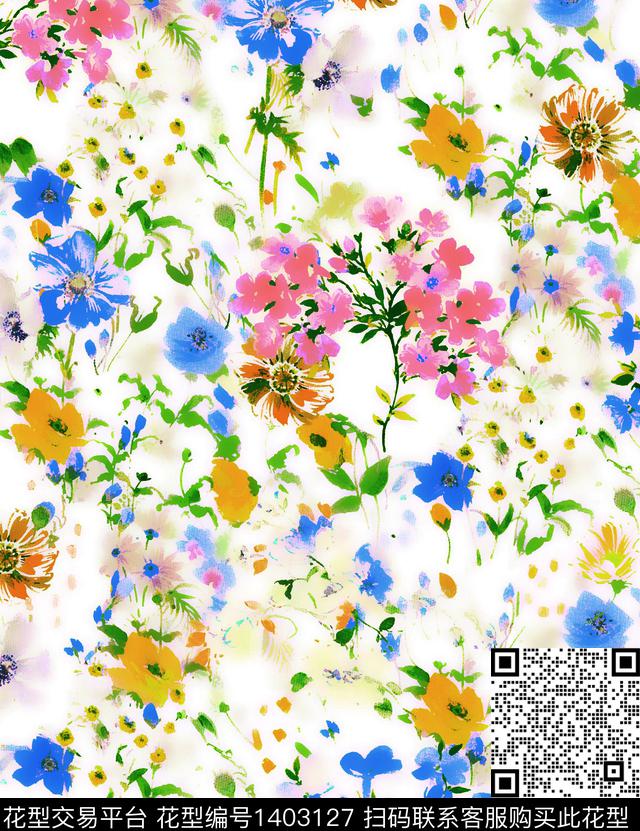 花卉淑女小碎花数码印花华亿平台下载（图片编号: 1403127） - 瓦栏（Walan）