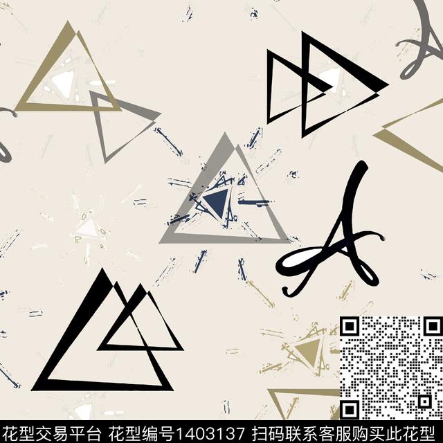 几何字母大牌风传统印花华亿平台下载（图片编号: 1403137） - 瓦栏（Walan）