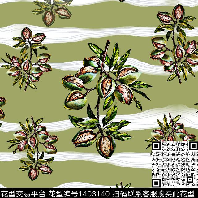 花卉大牌风条纹数码印花华亿平台下载（图片编号: 1403140） - 瓦栏（Walan）