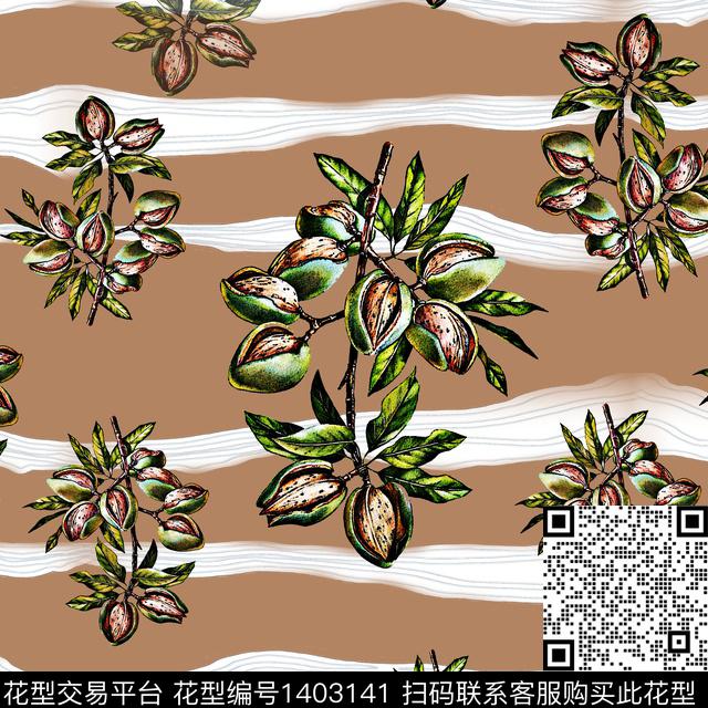 花卉大牌风条纹数码印花华亿平台下载（图片编号: 1403141） - 瓦栏（Walan）