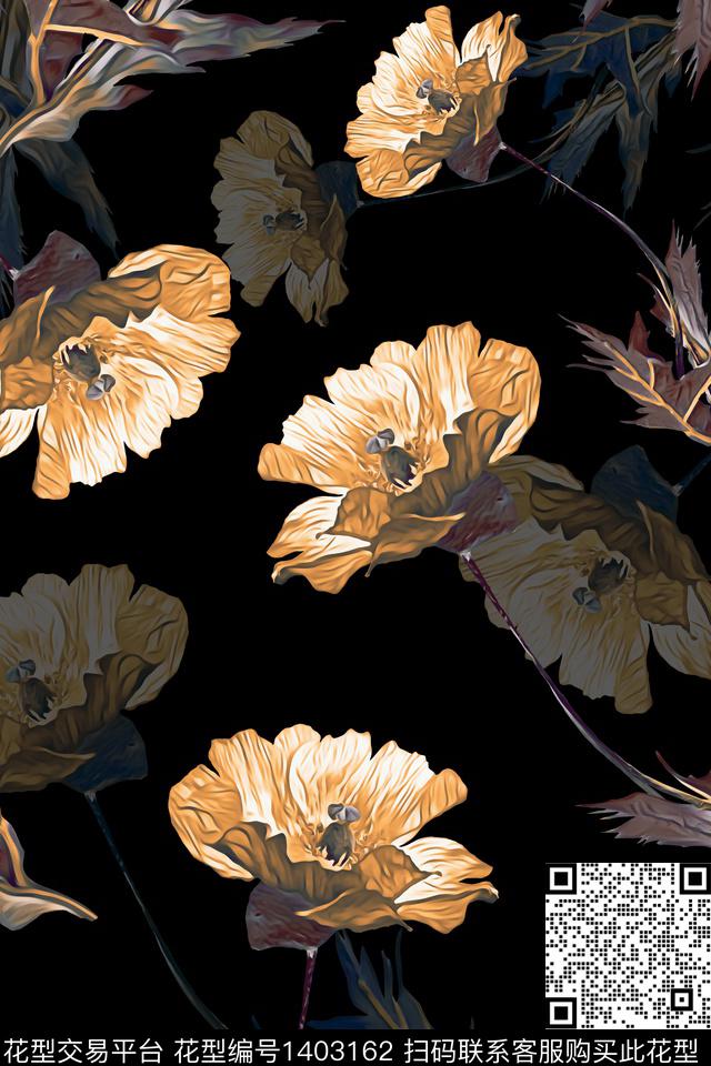 绿植树叶花卉大牌风数码印花华亿平台下载（图片编号: 1403162） - 瓦栏（Walan）