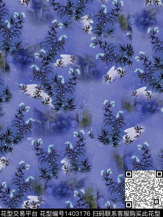 旗袍香云纱国画数码印花华亿平台下载（图片编号: 1403176） - 瓦栏（Walan）