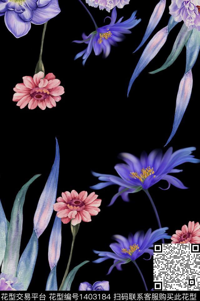 绿植树叶民族风花卉数码印花华亿平台下载（图片编号: 1403184） - 瓦栏（Walan）