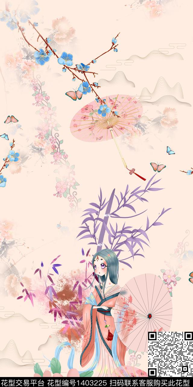 旗袍中国风少女传统印花华亿平台下载（图片编号: 1403225） - 瓦栏（Walan）