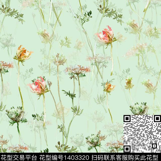 时尚花卉小清新数码印花华亿平台下载（图片编号: 1403320） - 瓦栏（Walan）