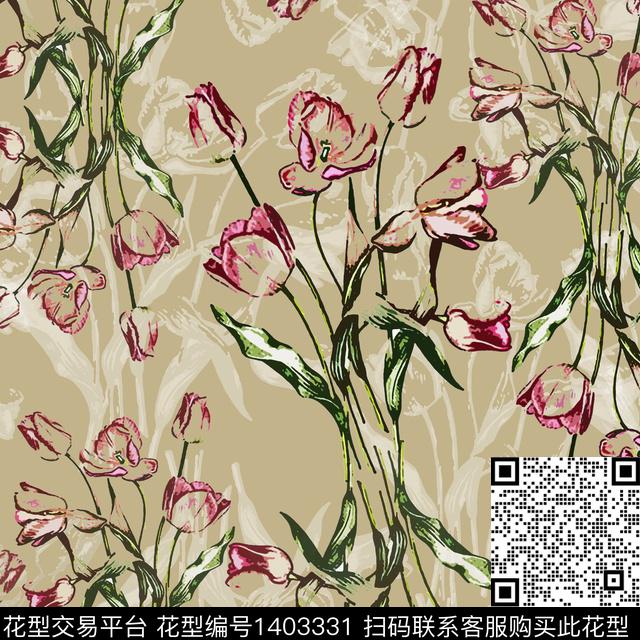 花卉大牌风小碎花传统印花华亿平台下载（图片编号: 1403331） - 瓦栏（Walan）