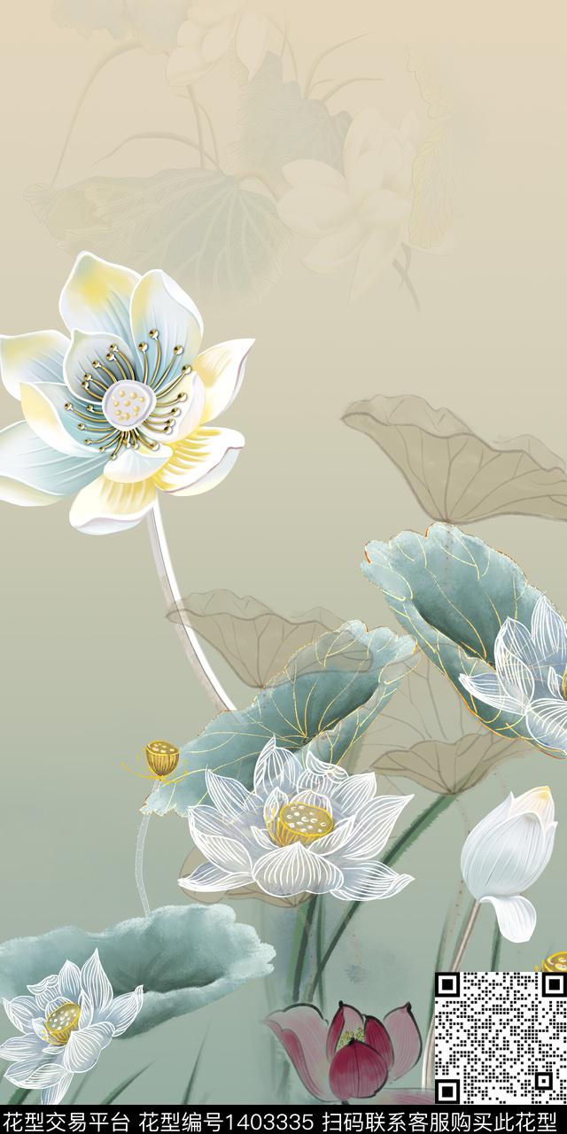 民族花卉女装定位花中国风数码印花华亿平台下载（图片编号: 1403335） - 瓦栏（Walan）