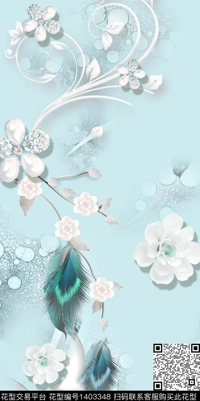 花卉旗袍真丝数码印花华亿平台下载（图片编号: 1403348） - 瓦栏（Walan）