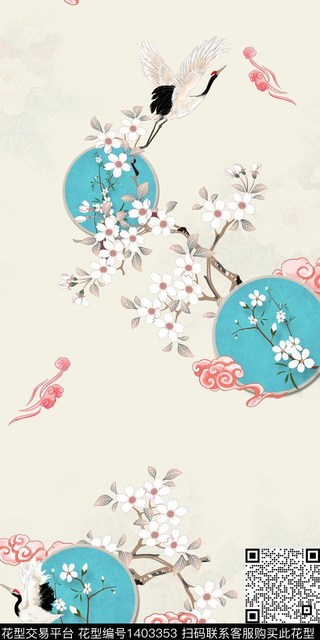 花卉旗袍真丝数码印花华亿平台下载（图片编号: 1403353） - 瓦栏（Walan）