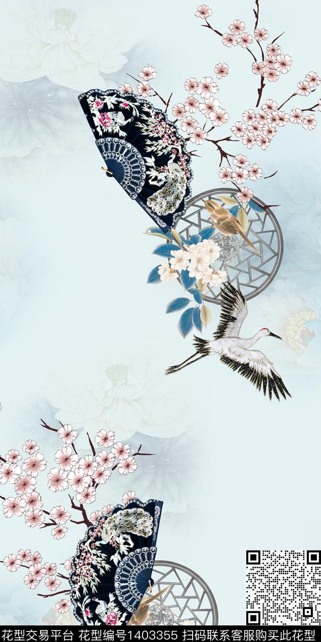 花卉旗袍真丝数码印花华亿平台下载（图片编号: 1403355） - 瓦栏（Walan）