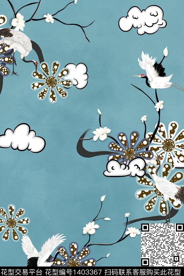 花卉旗袍真丝数码印花华亿平台下载（图片编号: 1403367） - 瓦栏（Walan）