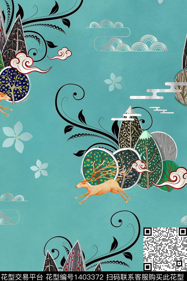 花卉旗袍真丝数码印花华亿平台下载（图片编号: 1403372） - 瓦栏（Walan）