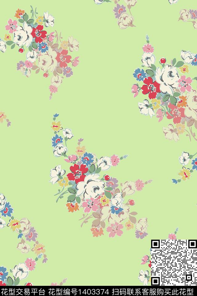 文艺鲜花年轻女性传统印花华亿平台下载（图片编号: 1403374） - 瓦栏（Walan）