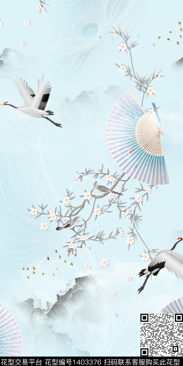 花卉旗袍真丝数码印花华亿平台下载（图片编号: 1403376） - 瓦栏（Walan）