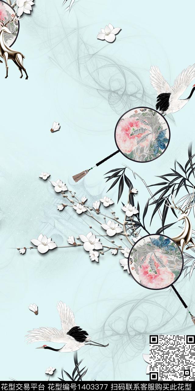 花卉旗袍真丝数码印花华亿平台下载（图片编号: 1403377） - 瓦栏（Walan）