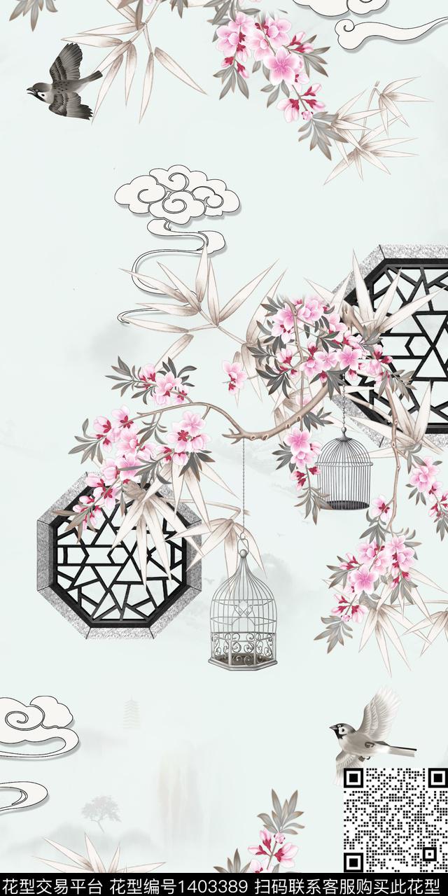 花卉旗袍真丝数码印花华亿平台下载（图片编号: 1403389） - 瓦栏（Walan）