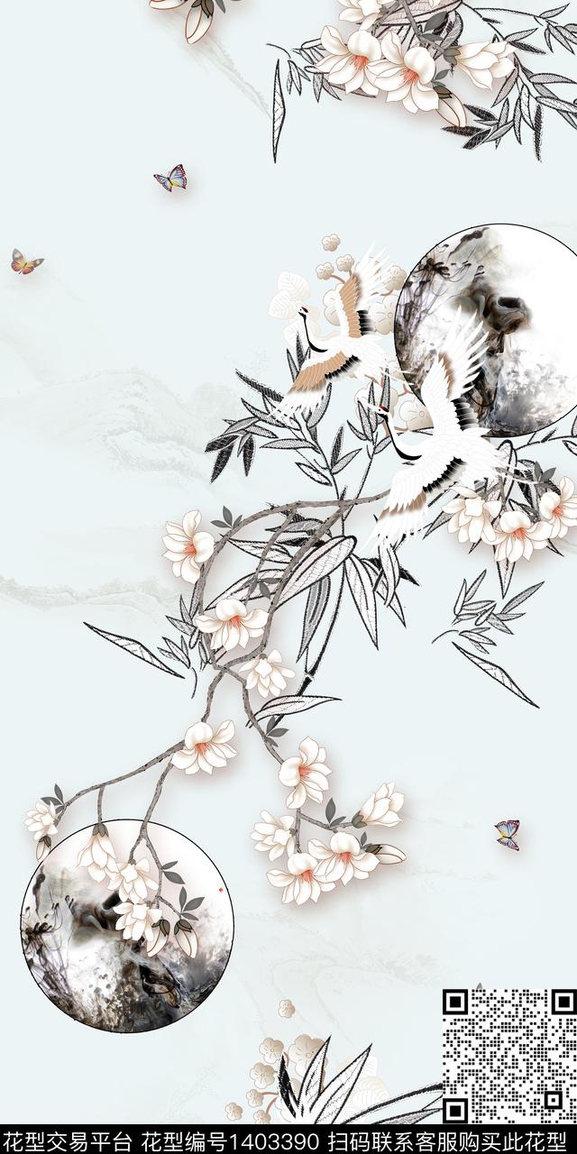 花卉旗袍真丝数码印花华亿平台下载（图片编号: 1403390） - 瓦栏（Walan）