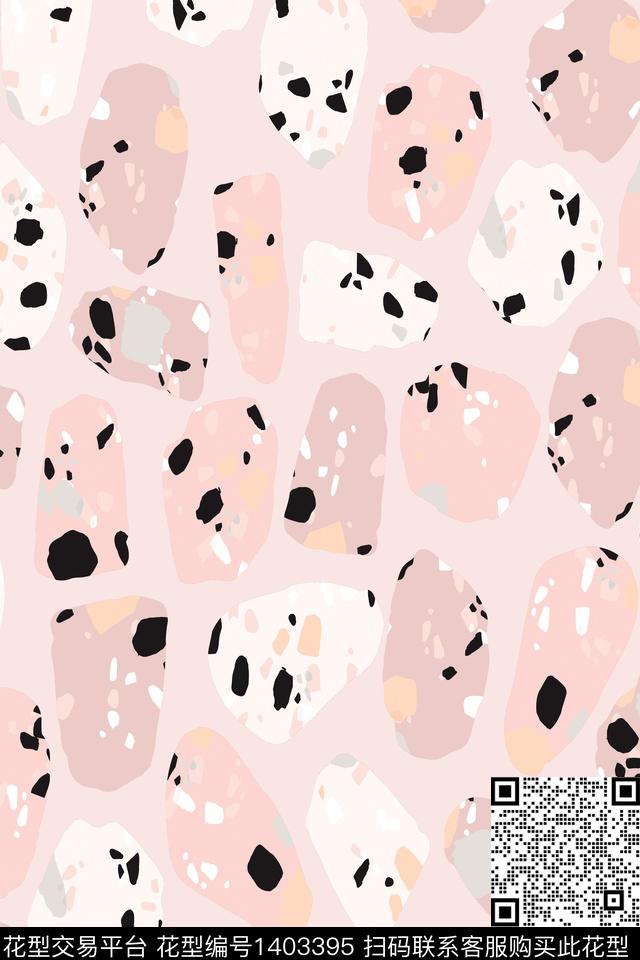 几何清爽底花卉年轻女性传统印花华亿平台下载（图片编号: 1403395） - 瓦栏（Walan）