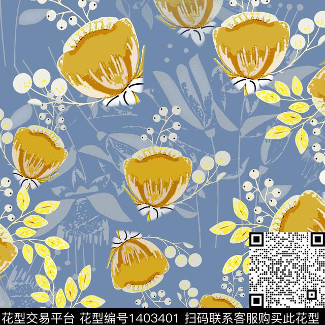 花卉大牌风小碎花数码印花华亿平台下载（图片编号: 1403401） - 瓦栏（Walan）