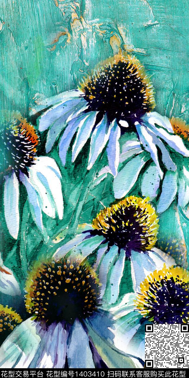 花卉香云纱真丝数码印花华亿平台下载（图片编号: 1403410） - 瓦栏（Walan）