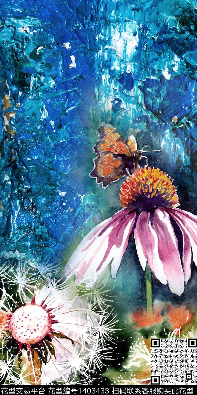 花卉香云纱真丝数码印花华亿平台下载（图片编号: 1403433） - 瓦栏（Walan）