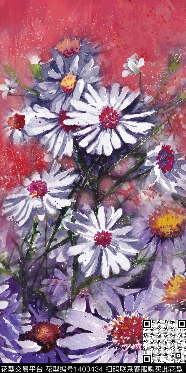 花卉香云纱真丝数码印花华亿平台下载（图片编号: 1403434） - 瓦栏（Walan）