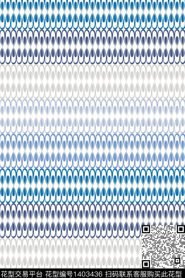 几何蓝色条纹传统印花华亿平台下载（图片编号: 1403436） - 瓦栏（Walan）