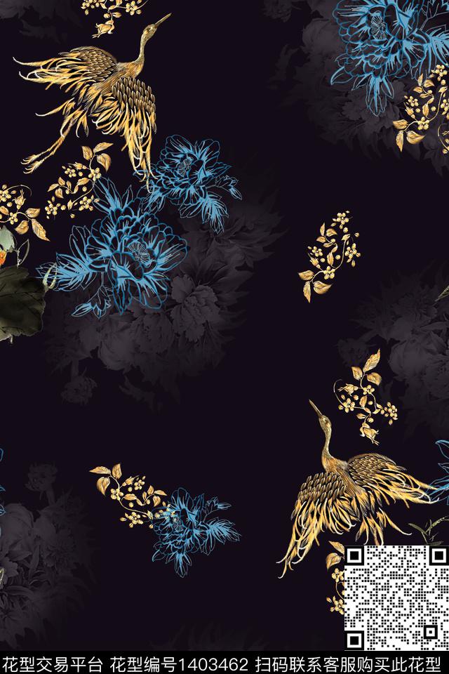 民族风花卉香云纱数码印花华亿平台下载（图片编号: 1403462） - 瓦栏（Walan）