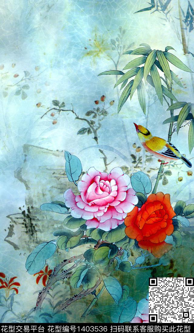 民族花卉定位花数码定位花数码印花华亿平台下载（图片编号: 1403536） - 瓦栏（Walan）