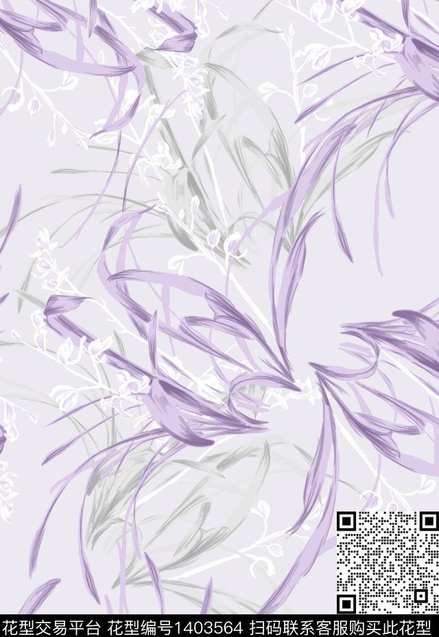 花卉兰花年轻女性数码印花华亿平台下载（图片编号: 1403564） - 瓦栏（Walan）
