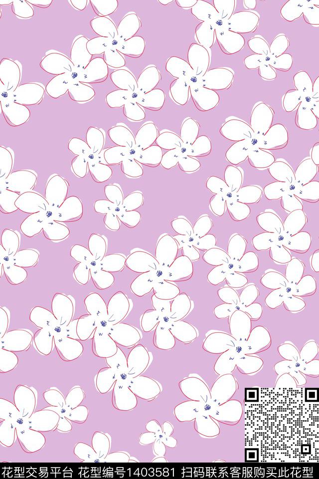 花卉满版散花年轻女性数码印花华亿平台下载（图片编号: 1403581） - 瓦栏（Walan）