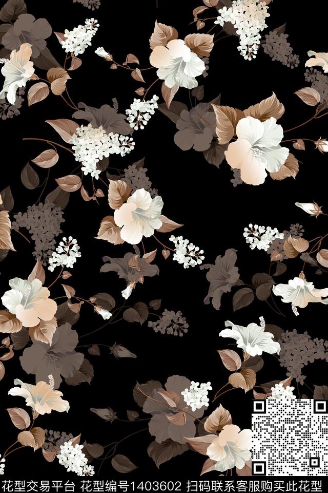 花卉大牌风小清新数码印花华亿平台下载（图片编号: 1403602） - 瓦栏（Walan）