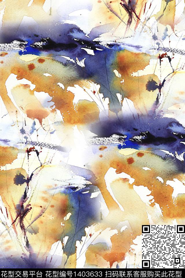 复古大牌风抽象数码印花华亿平台下载（图片编号: 1403633） - 瓦栏（Walan）