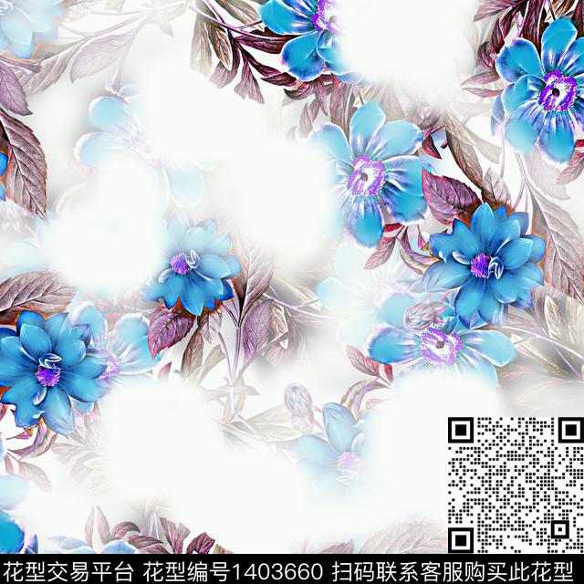 花卉中国风混合拼接数码印花华亿平台下载（图片编号: 1403660） - 瓦栏（Walan）