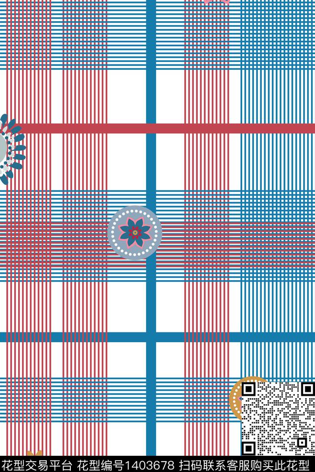 格子花卉BURBERRY数码印花华亿平台下载（图片编号: 1403678） - 瓦栏（Walan）