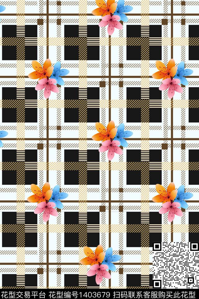格子花卉BURBERRY数码印花华亿平台下载（图片编号: 1403679） - 瓦栏（Walan）