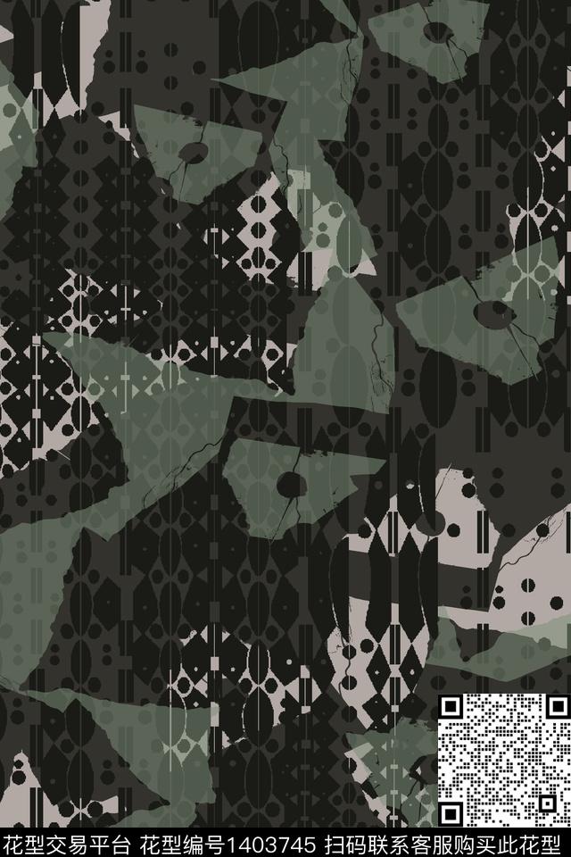 几何男装满版花迷彩传统印花华亿平台下载（图片编号: 1403745） - 瓦栏（Walan）