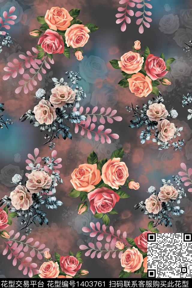 花卉中国风传统印花华亿平台下载（图片编号: 1403761） - 瓦栏（Walan）