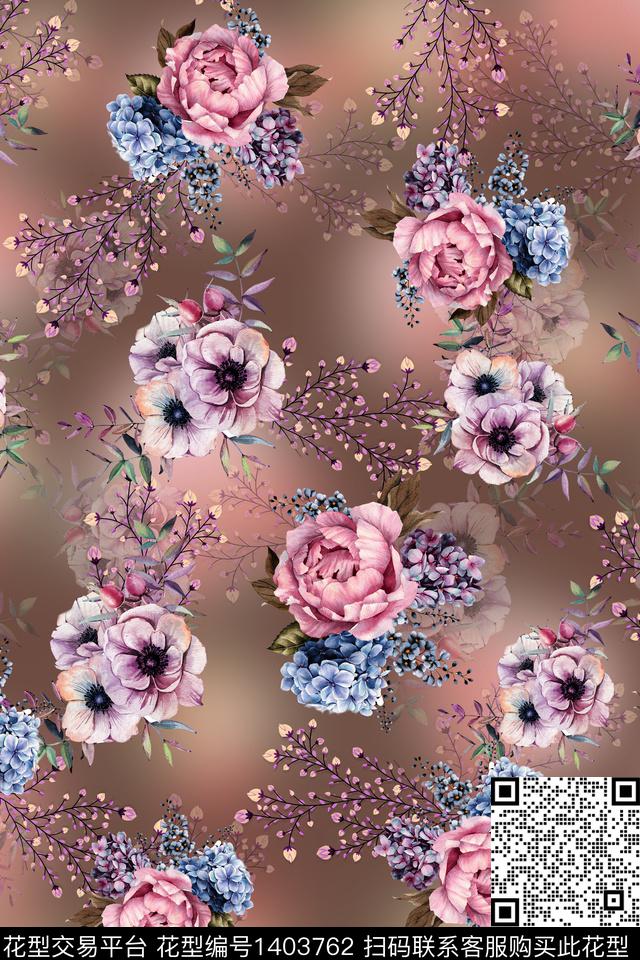 花卉中国风传统印花华亿平台下载（图片编号: 1403762） - 瓦栏（Walan）